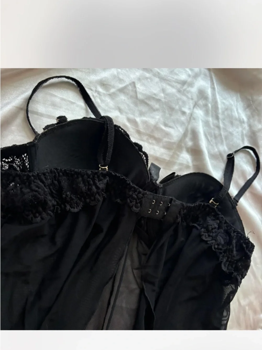 Black Lace Mesh Babydoll Chemise - Brand Unknown - Picture 5 of 6